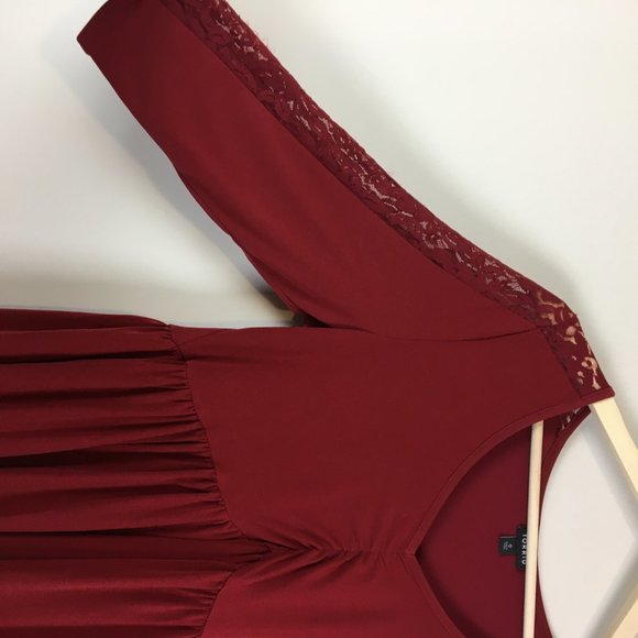 Torrid Dark Red Studio Knit Lace Babydoll Blouse 0 - Picture 5 of 8